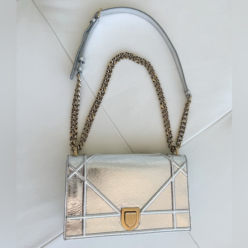 Christian Dior 💎 $3,900 Diorama Medium Metallic Leather Bag with package - Picture 16 of 16